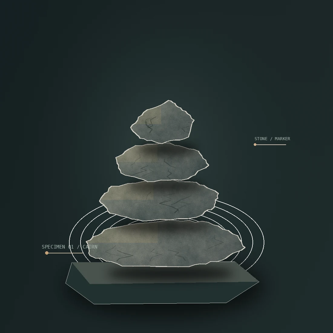 Weathered stones stacked as a quiet landmark.